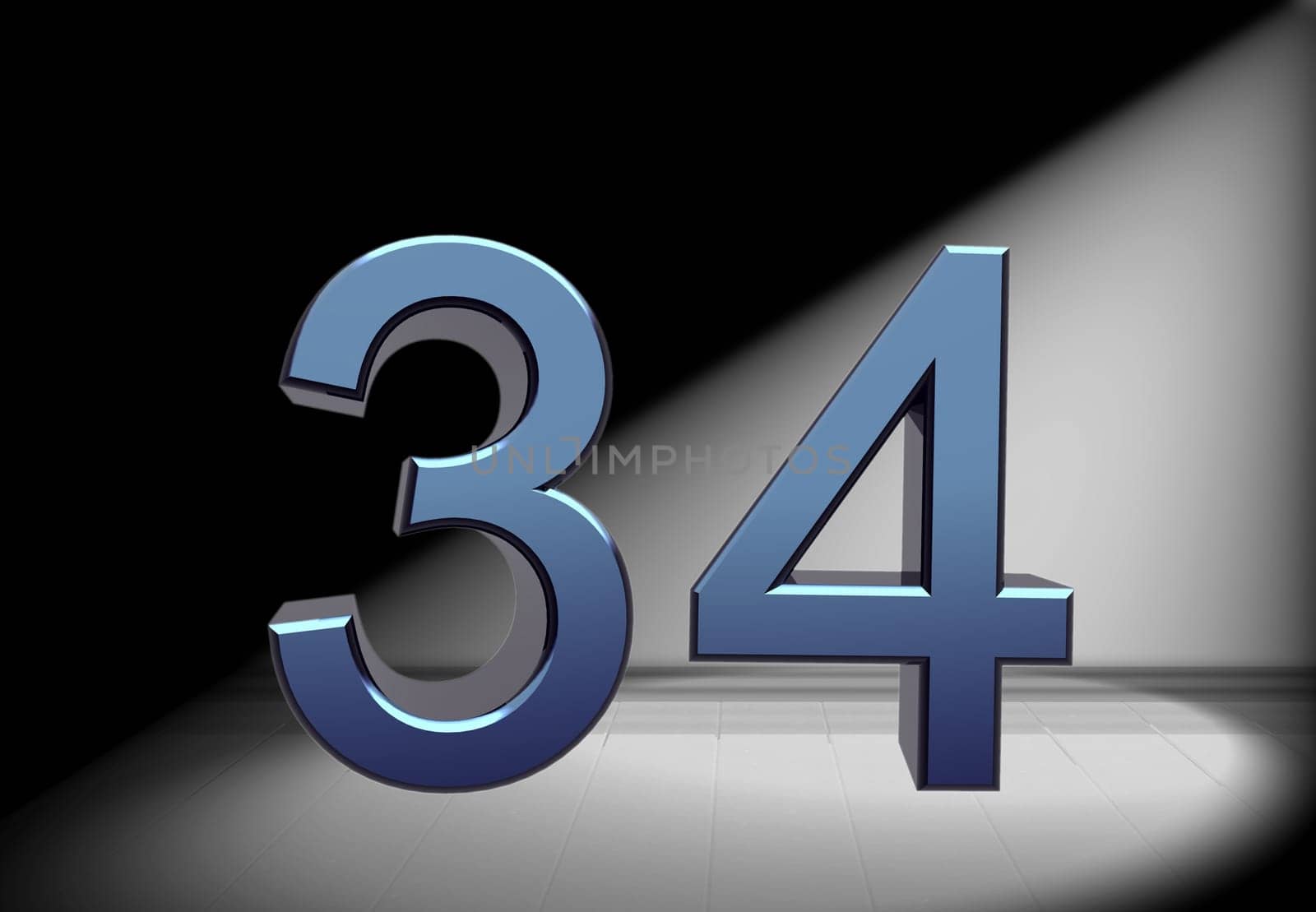 blue number in spotlight