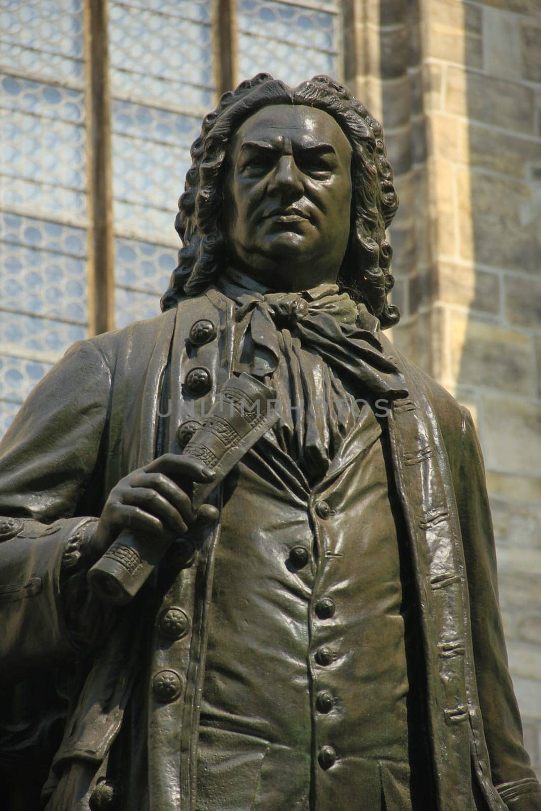 Bach monument in front of St. Thomas's Church,Leipzig,Saxony,Germany