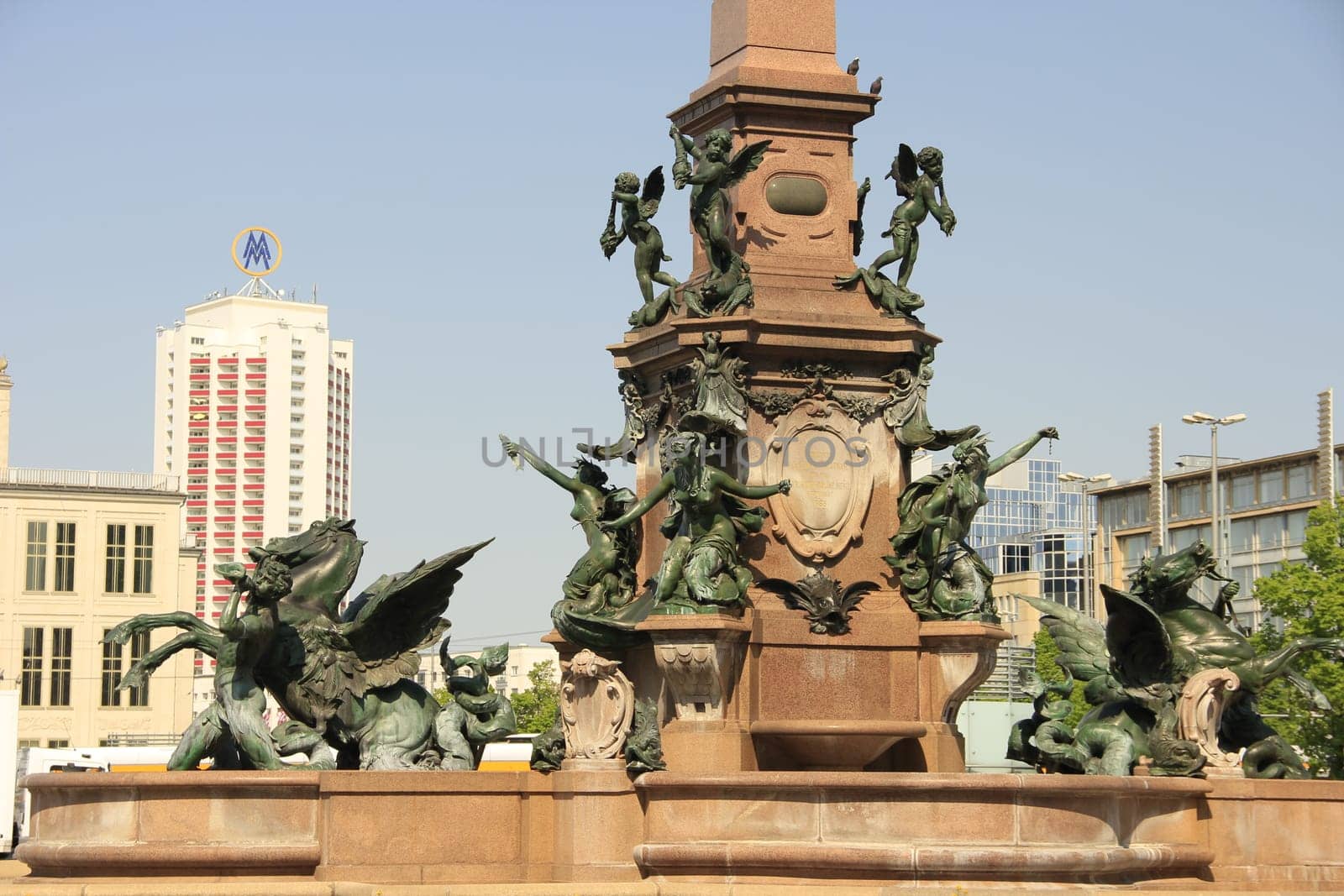 Mende Fountain on Augustusplatz,Leipzig,Saxony,Germany