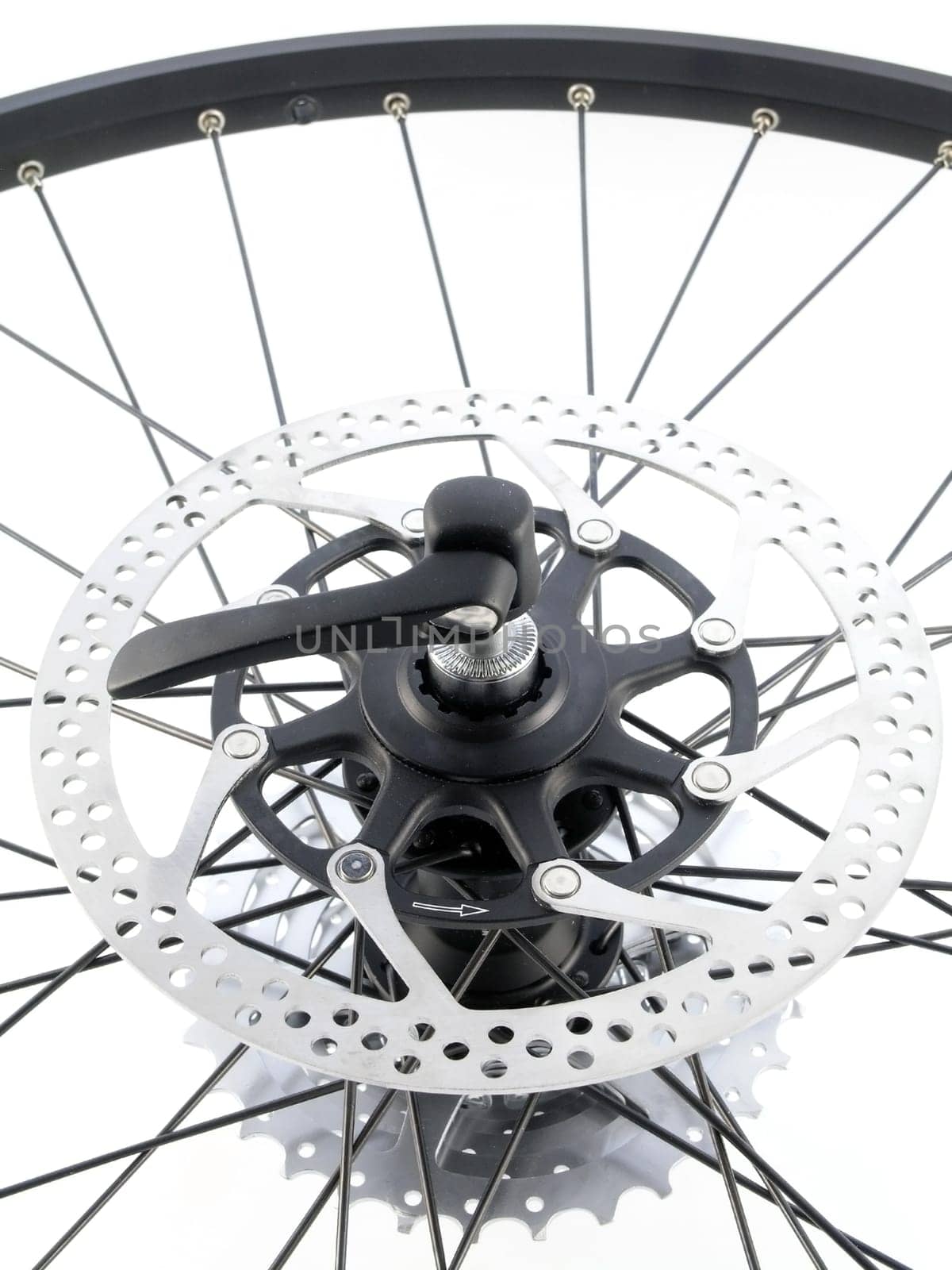 series sport:  rear bicycle cog cassette isolated on white background (close-up)