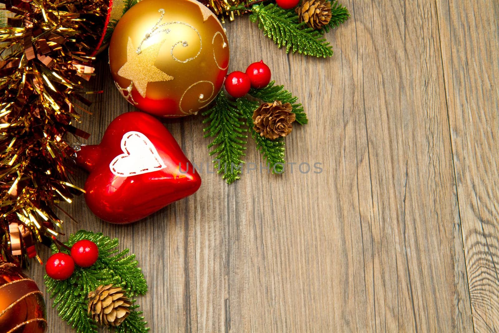christmas decoration on wooden table
