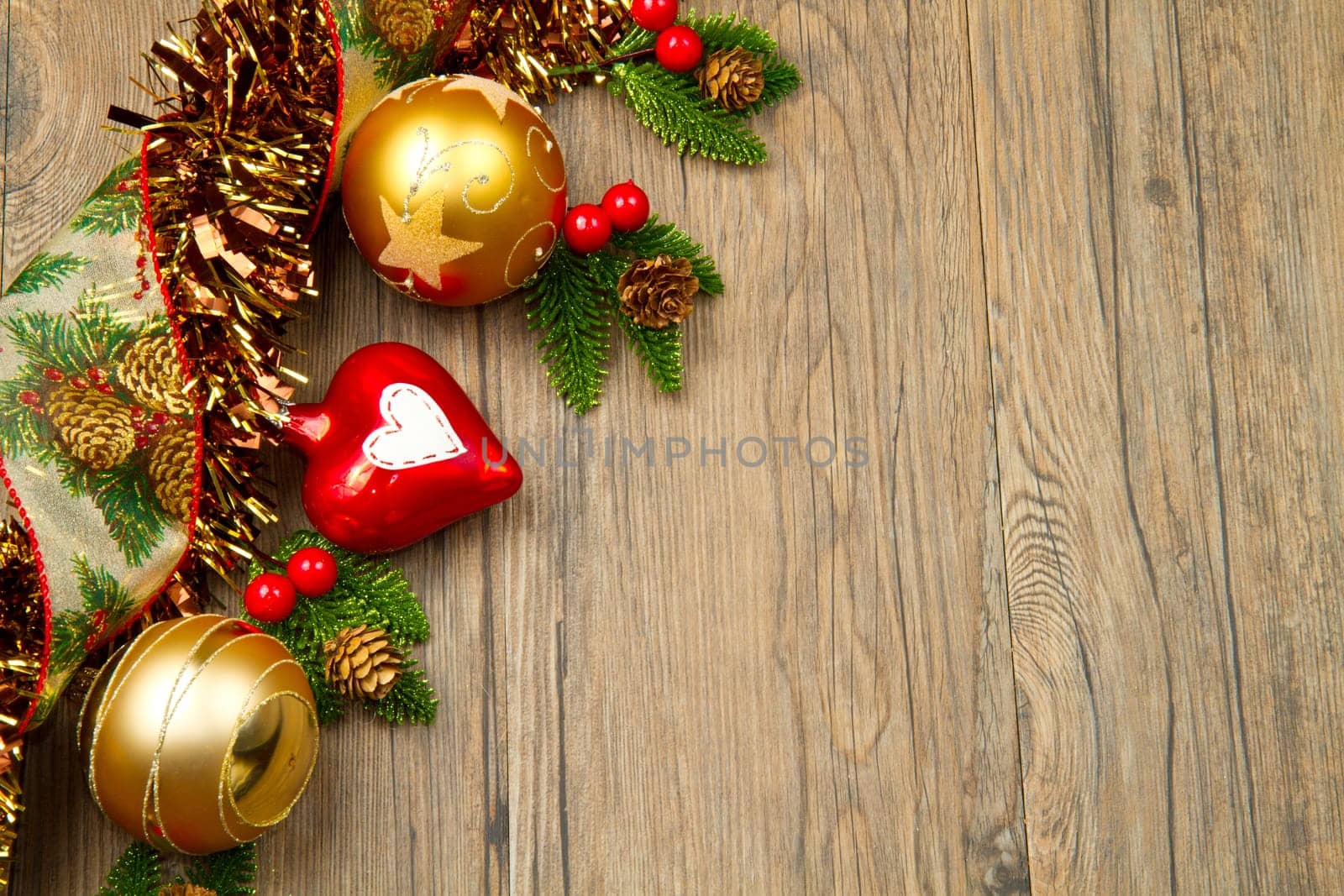 christmas decoration on wooden table