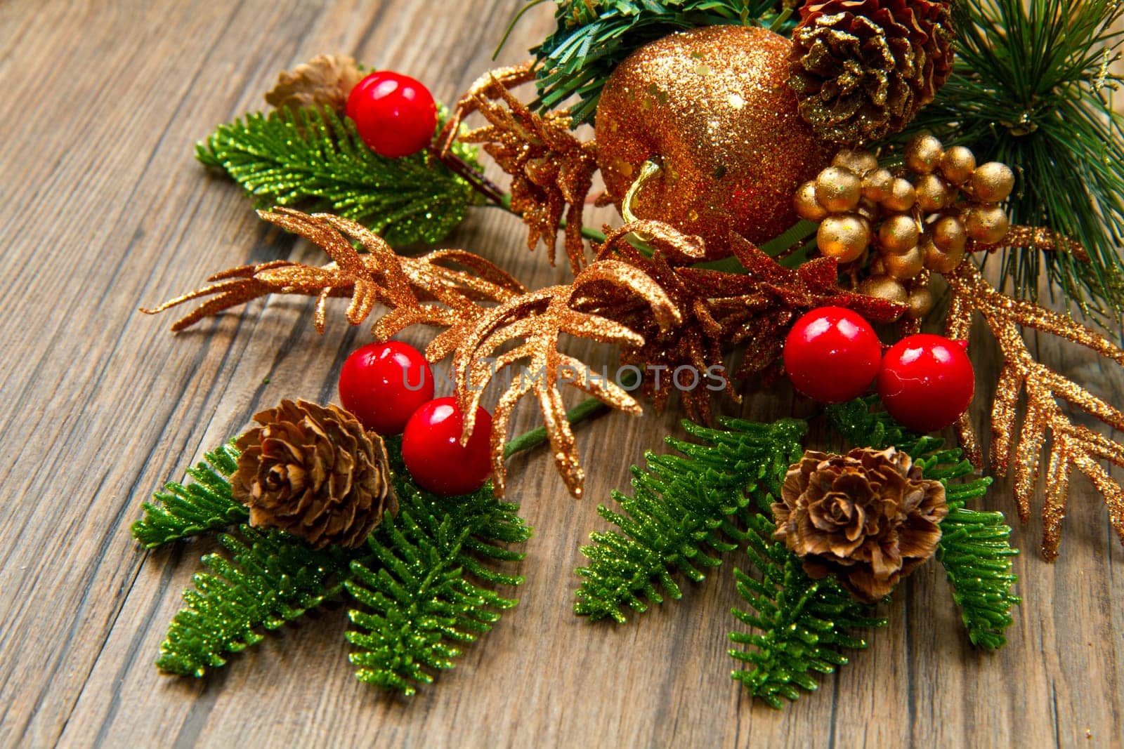 christmas decoration on wooden table