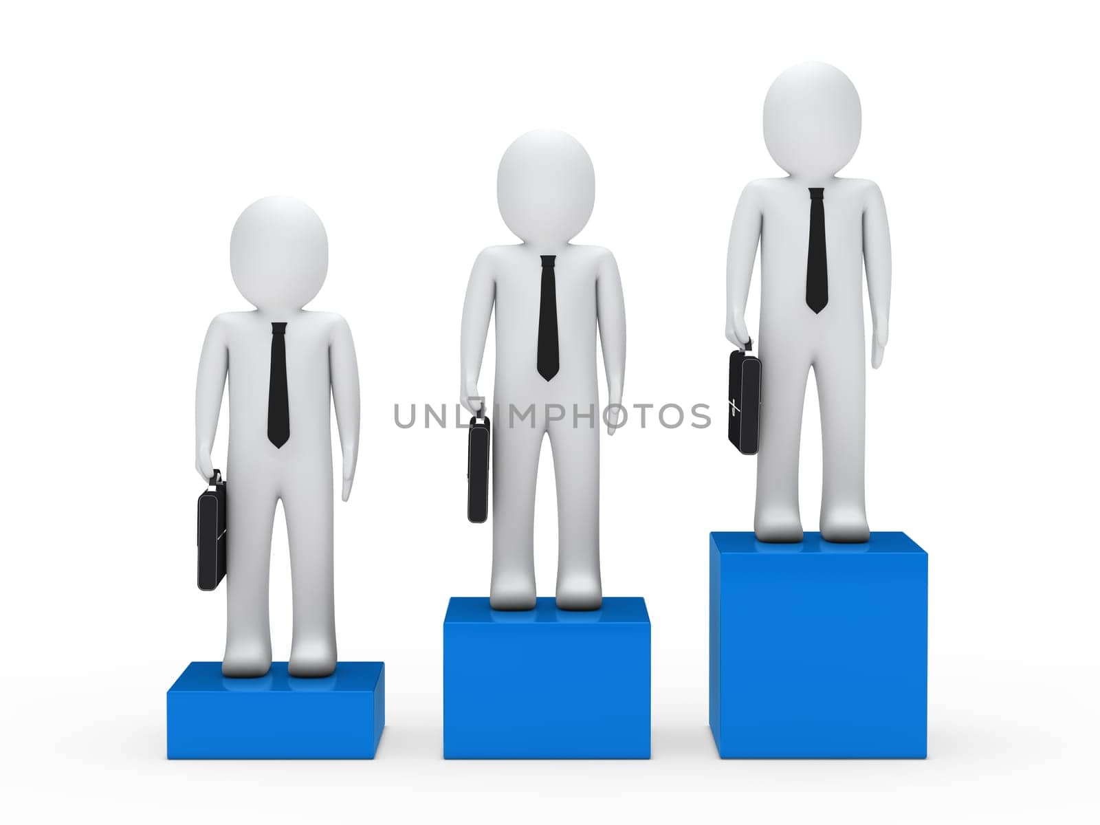 3d business man tie stand box colorful