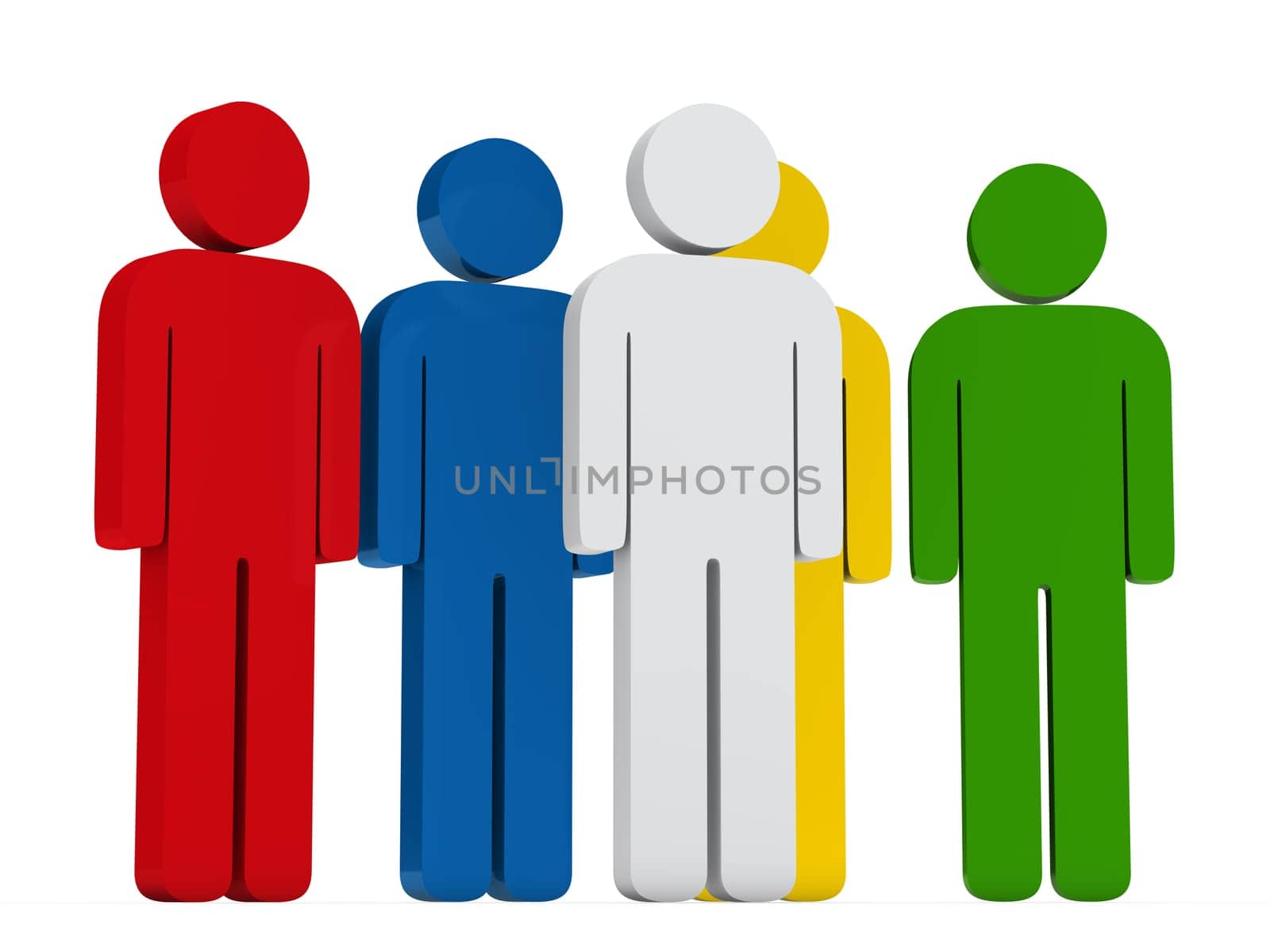 3d leadership white with colorful team group