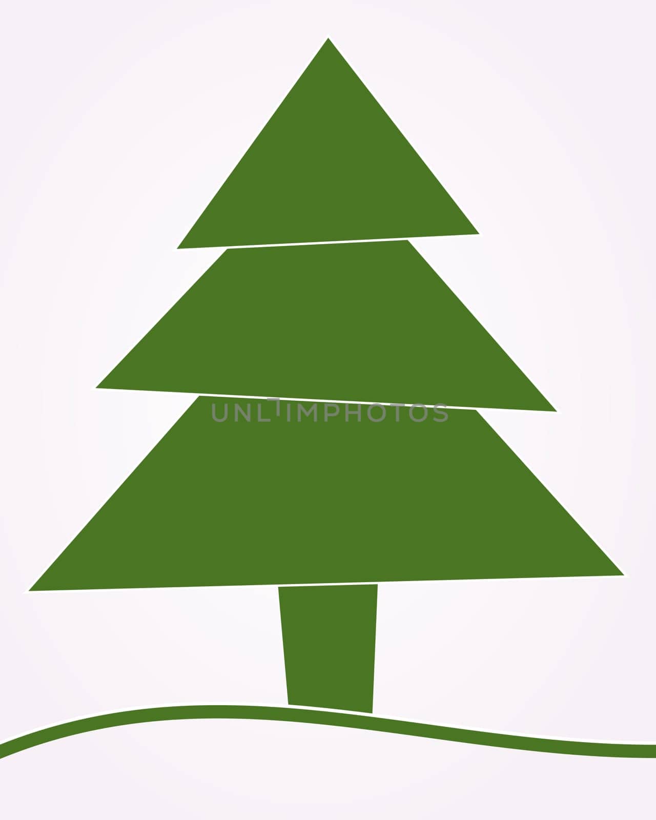 Christmas tree green abstract with blue ribbom