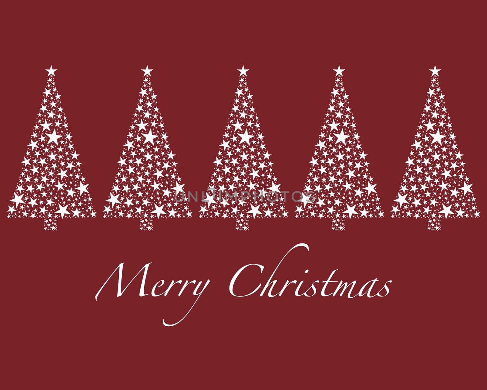 Christmas tree red from stars and text
