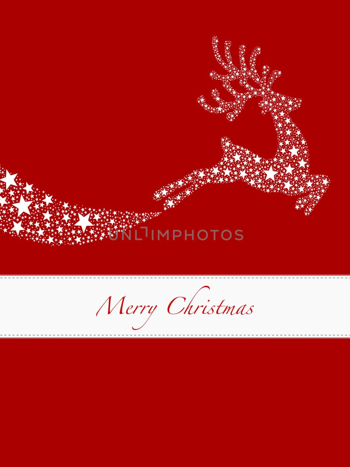 reindeer white from stars flying on background