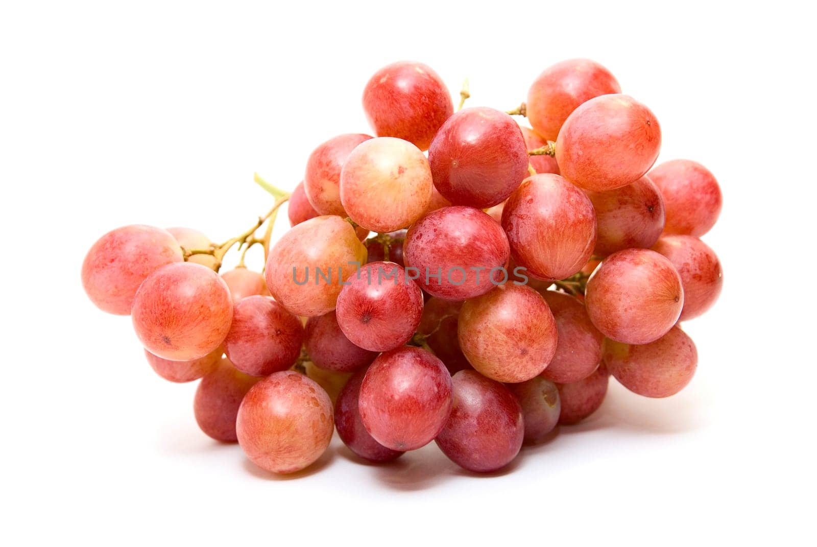 Pink grape cluster with isolated on white