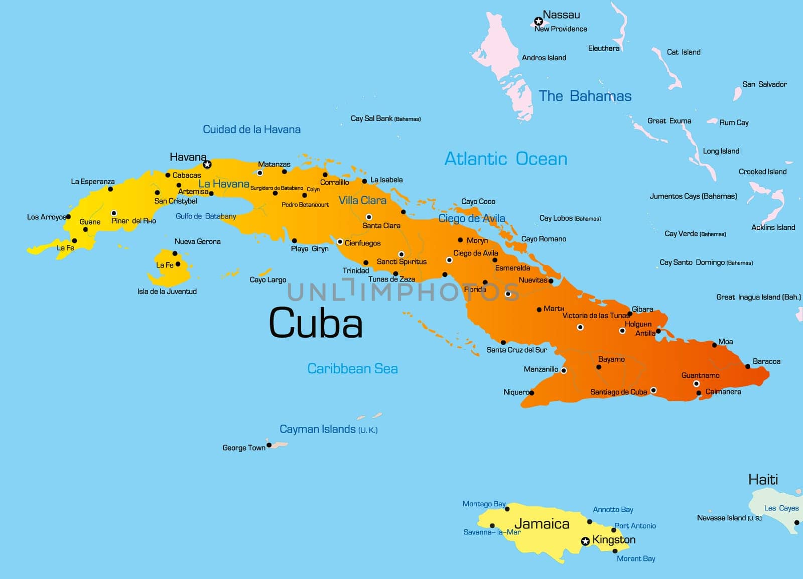 Vector color map of Cuba country