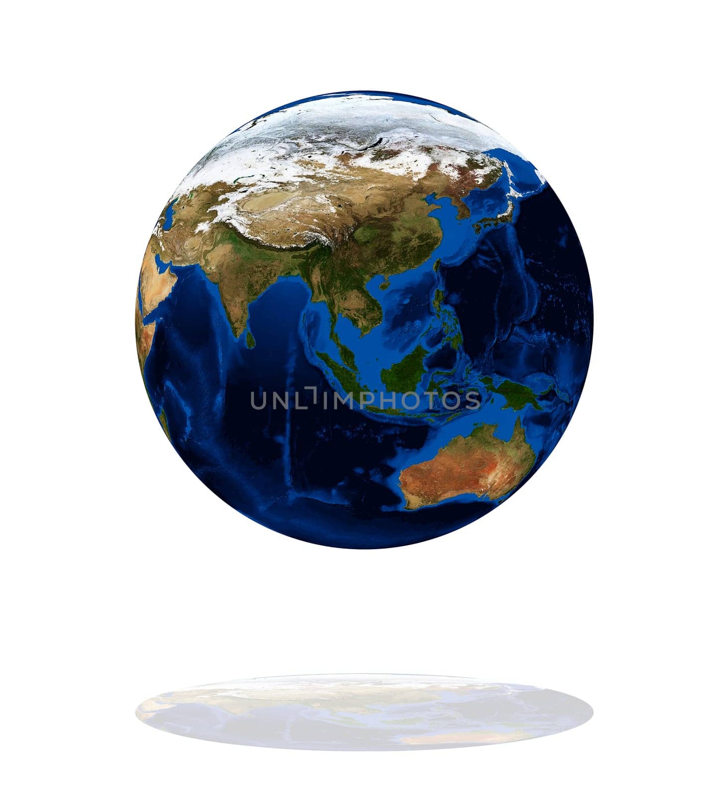 Europe and Asia on the Earth planet. Data source: Nasa