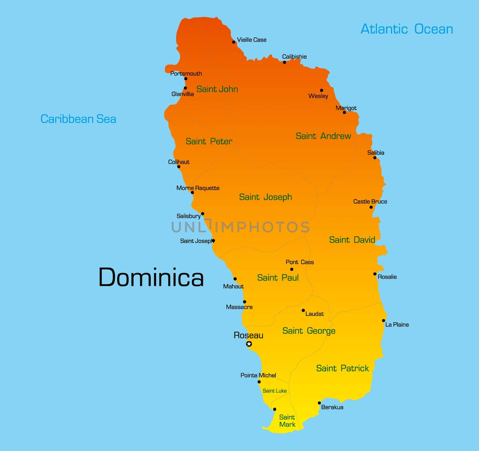 Vector color map of dominica country