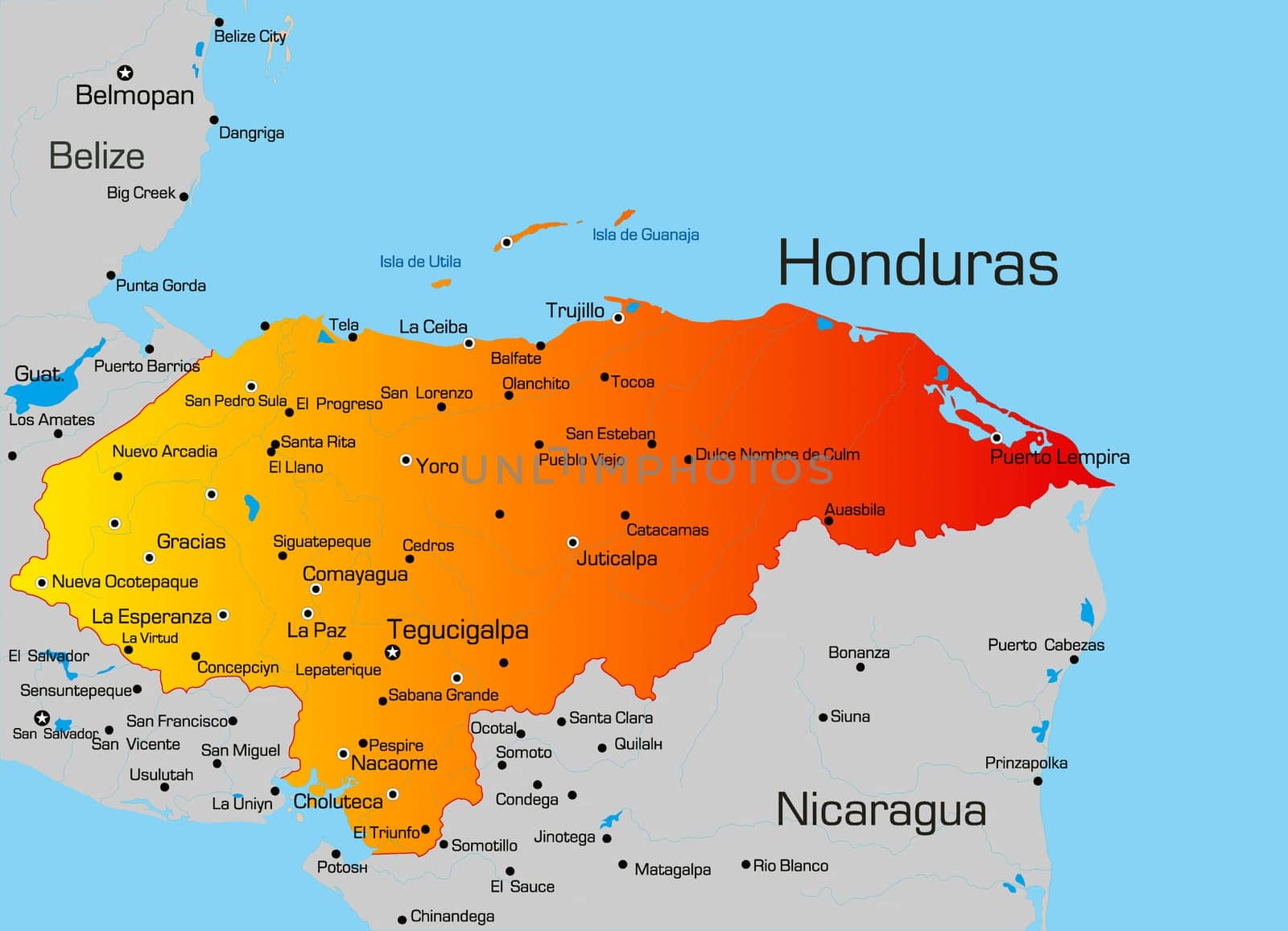 Vector color map of Honduras country