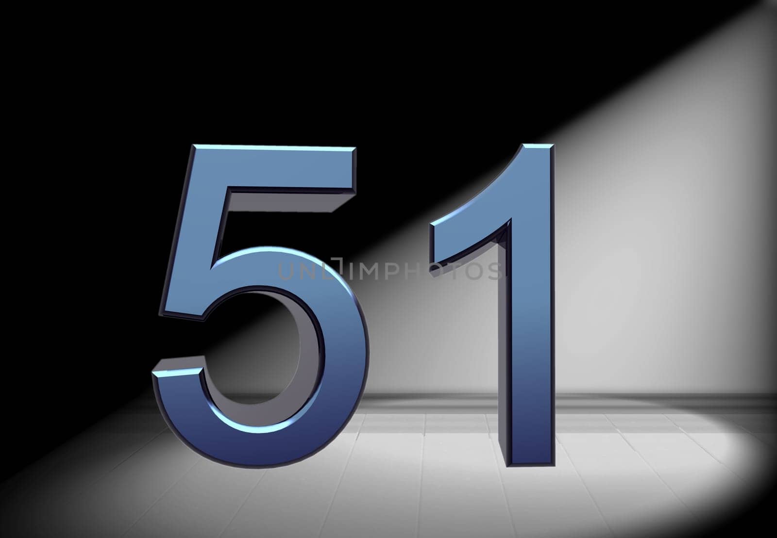 blue number in spotlight
