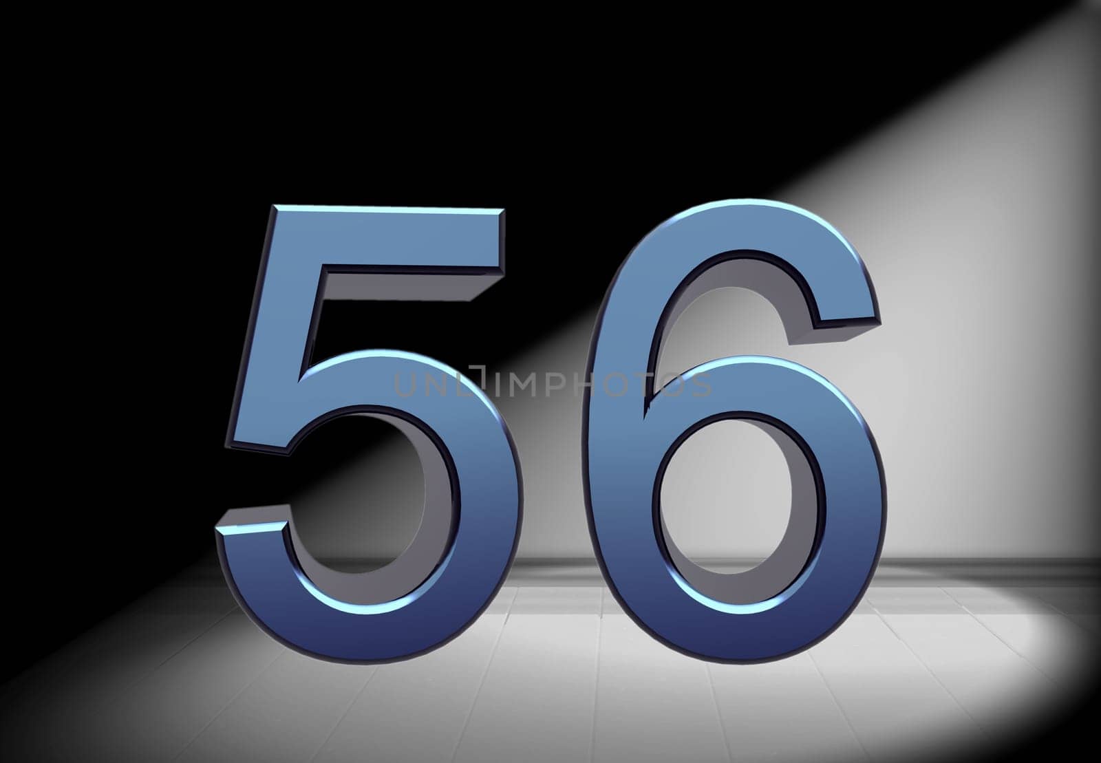 blue number in spotlight