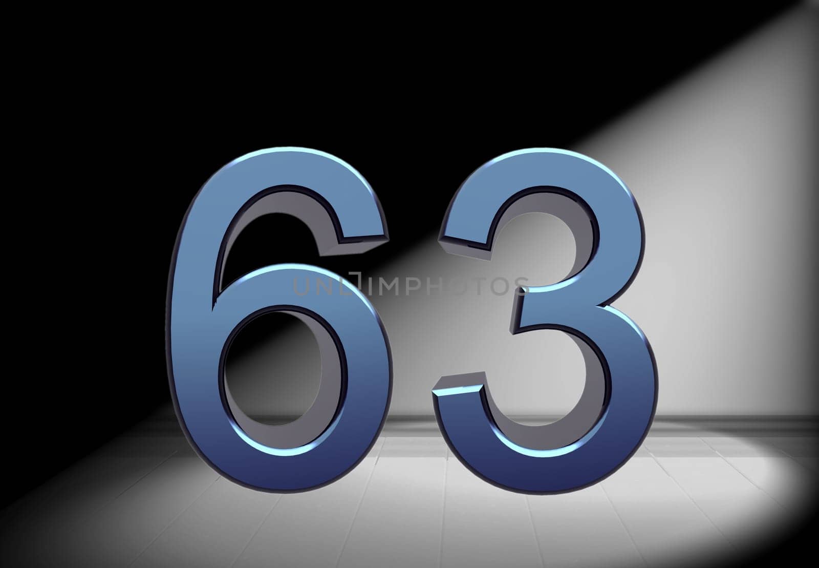blue number in spotlight
