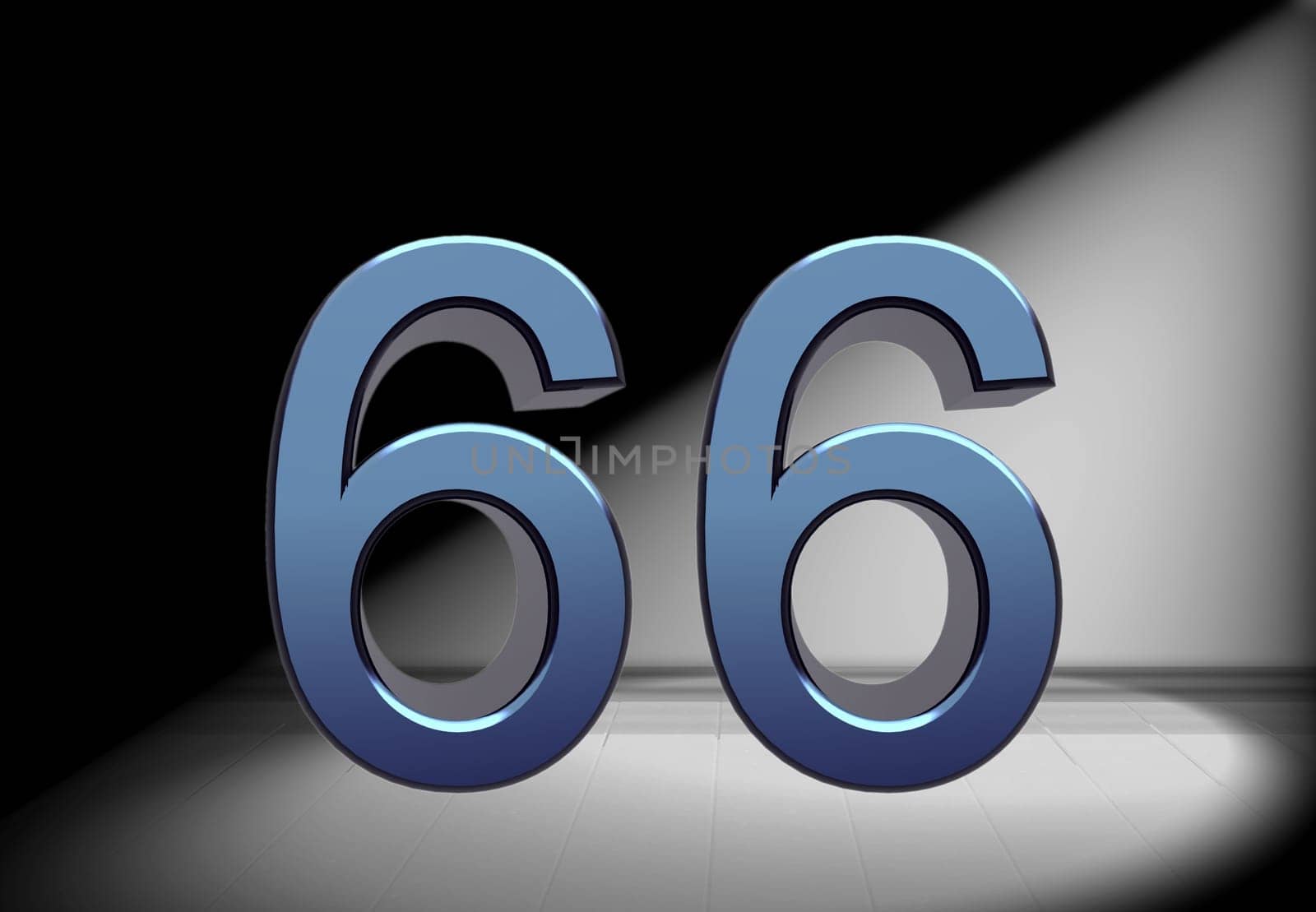 blue number in spotlight