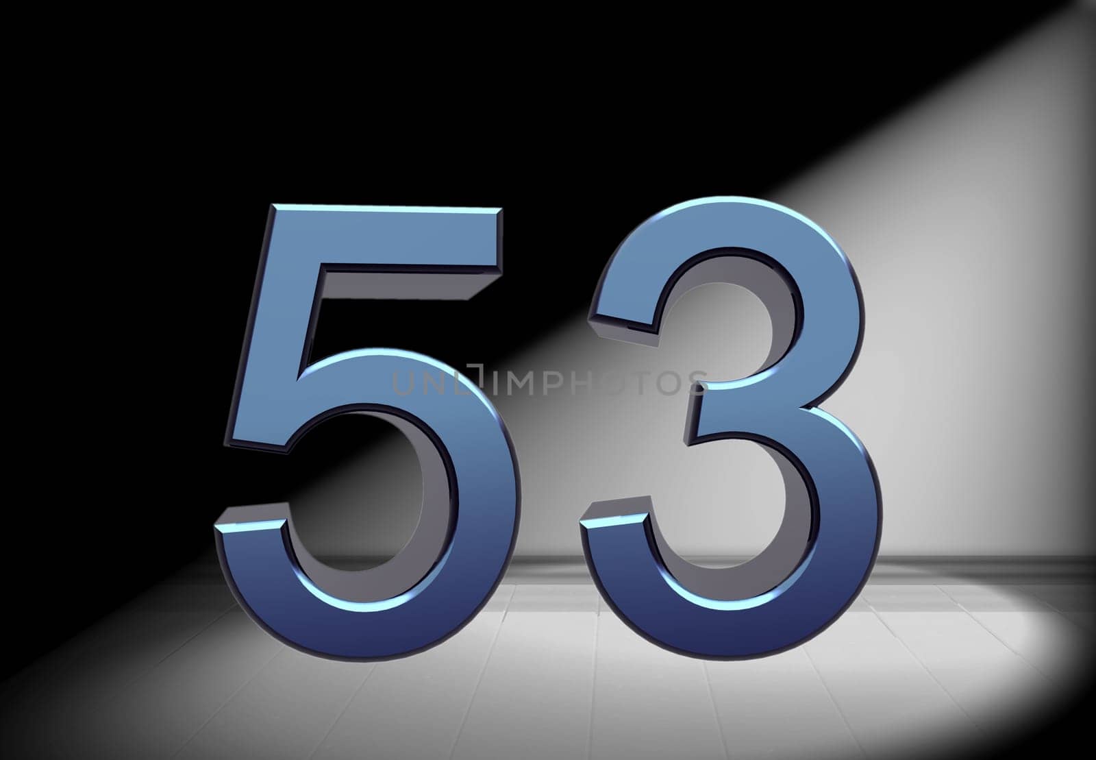 blue number in spotlight