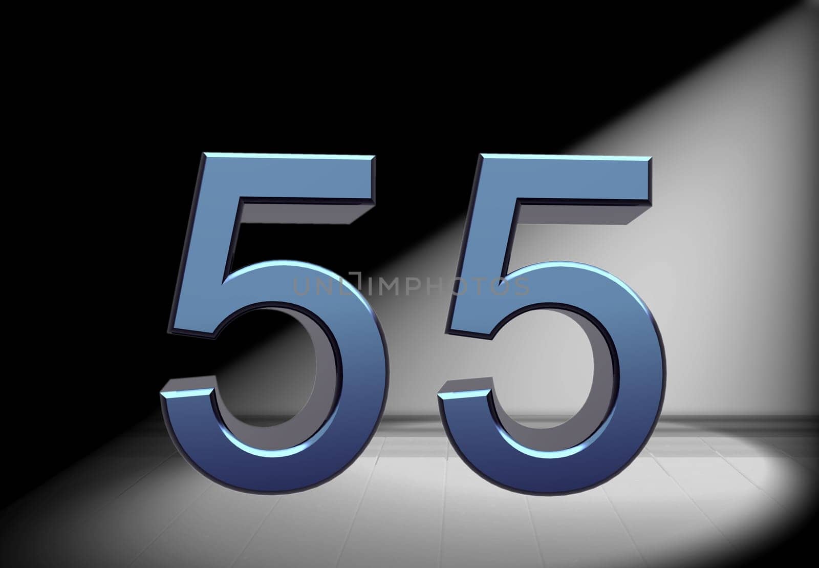 blue number in spotlight