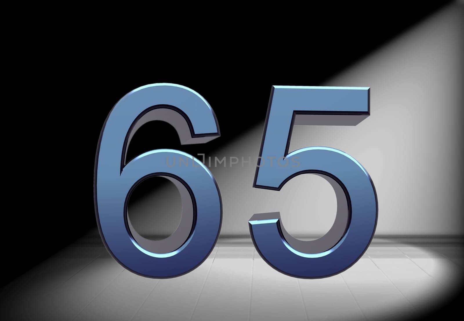 blue number in spotlight