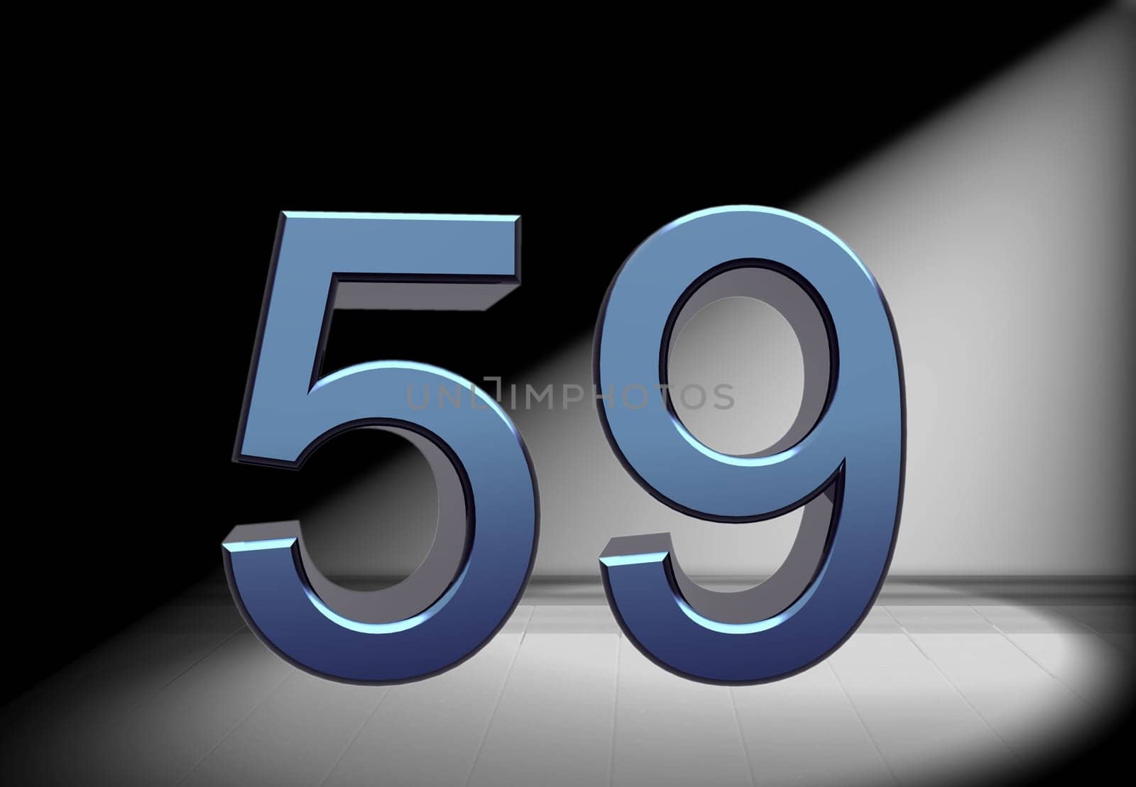 blue number in spotlight
