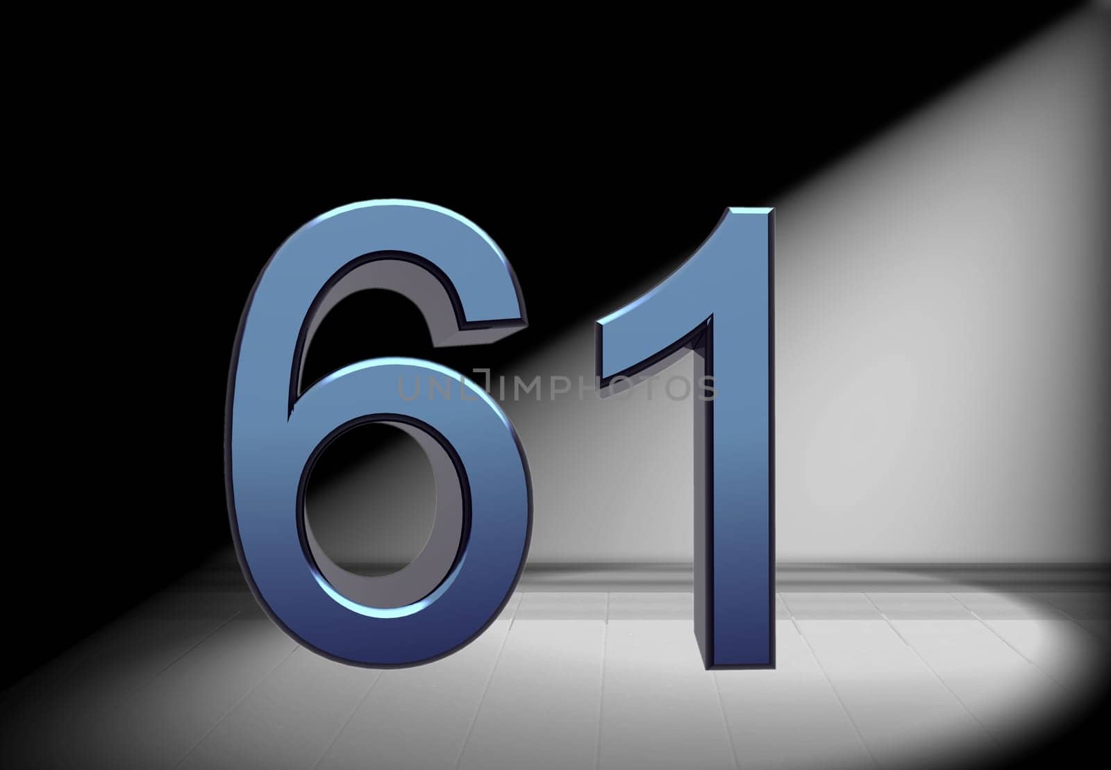 blue number in spotlight