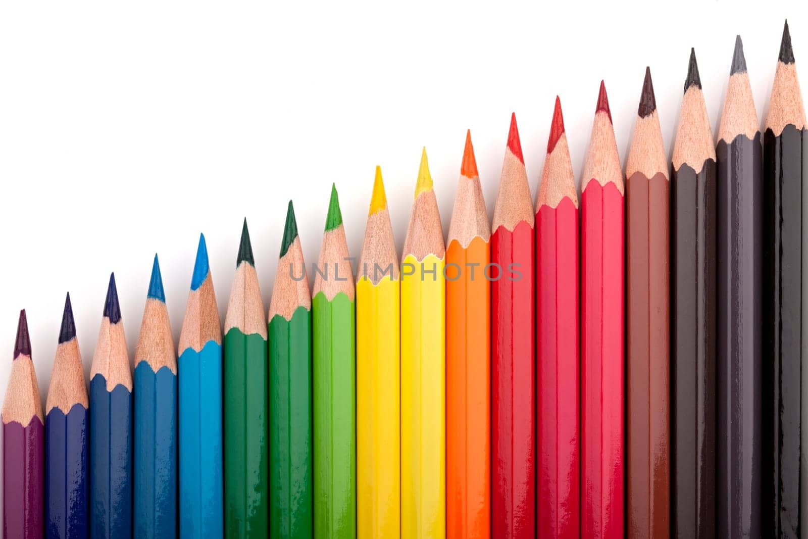Different colored pencil set in formation.