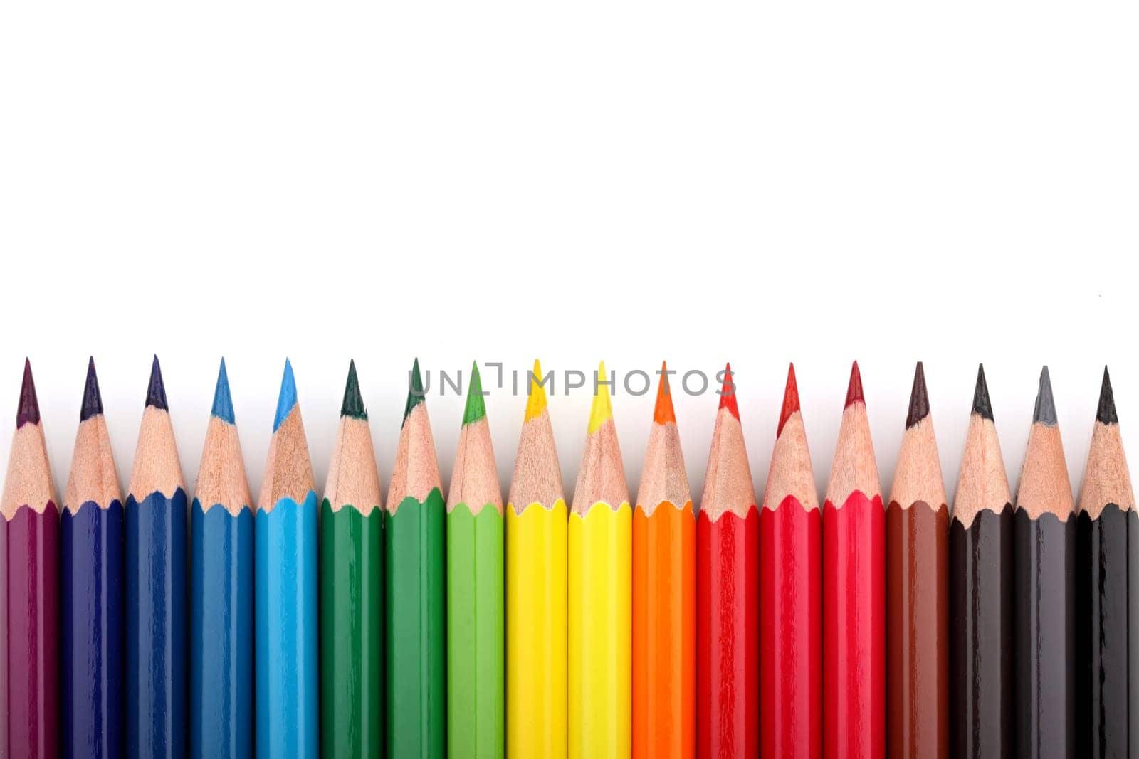 Different colored pencil set in formation.