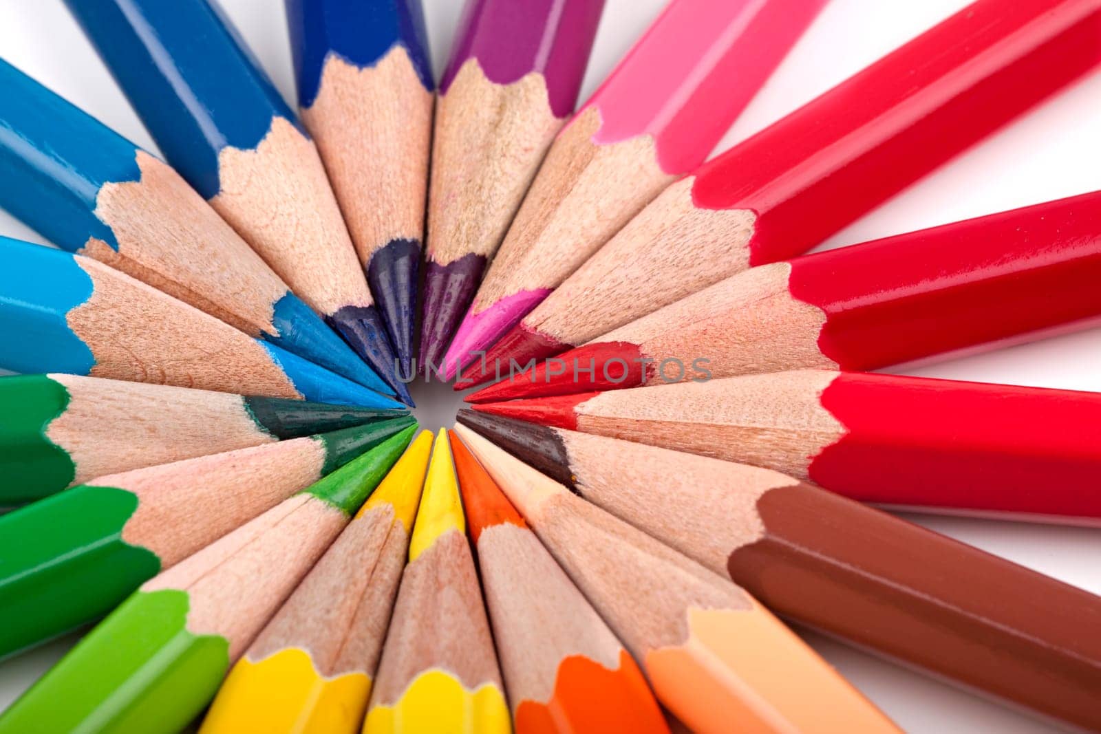 Different colored pencil set in formation.
