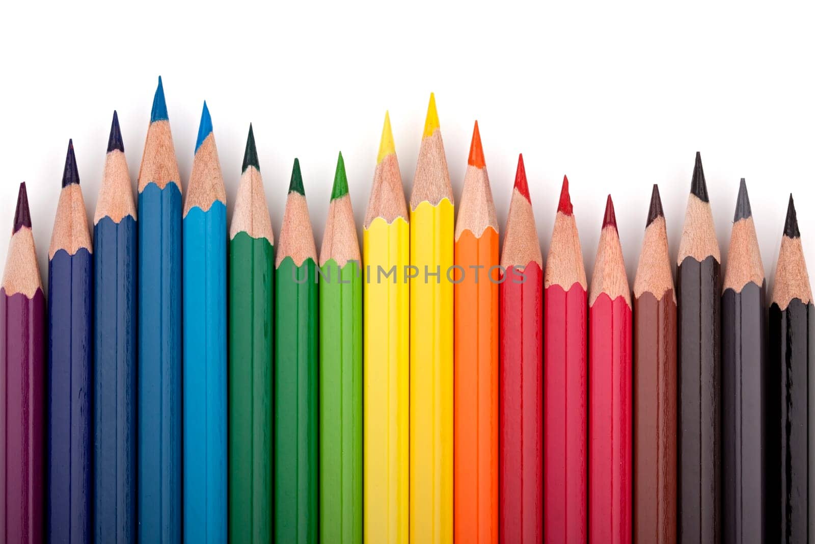Different colored pencil set in formation.