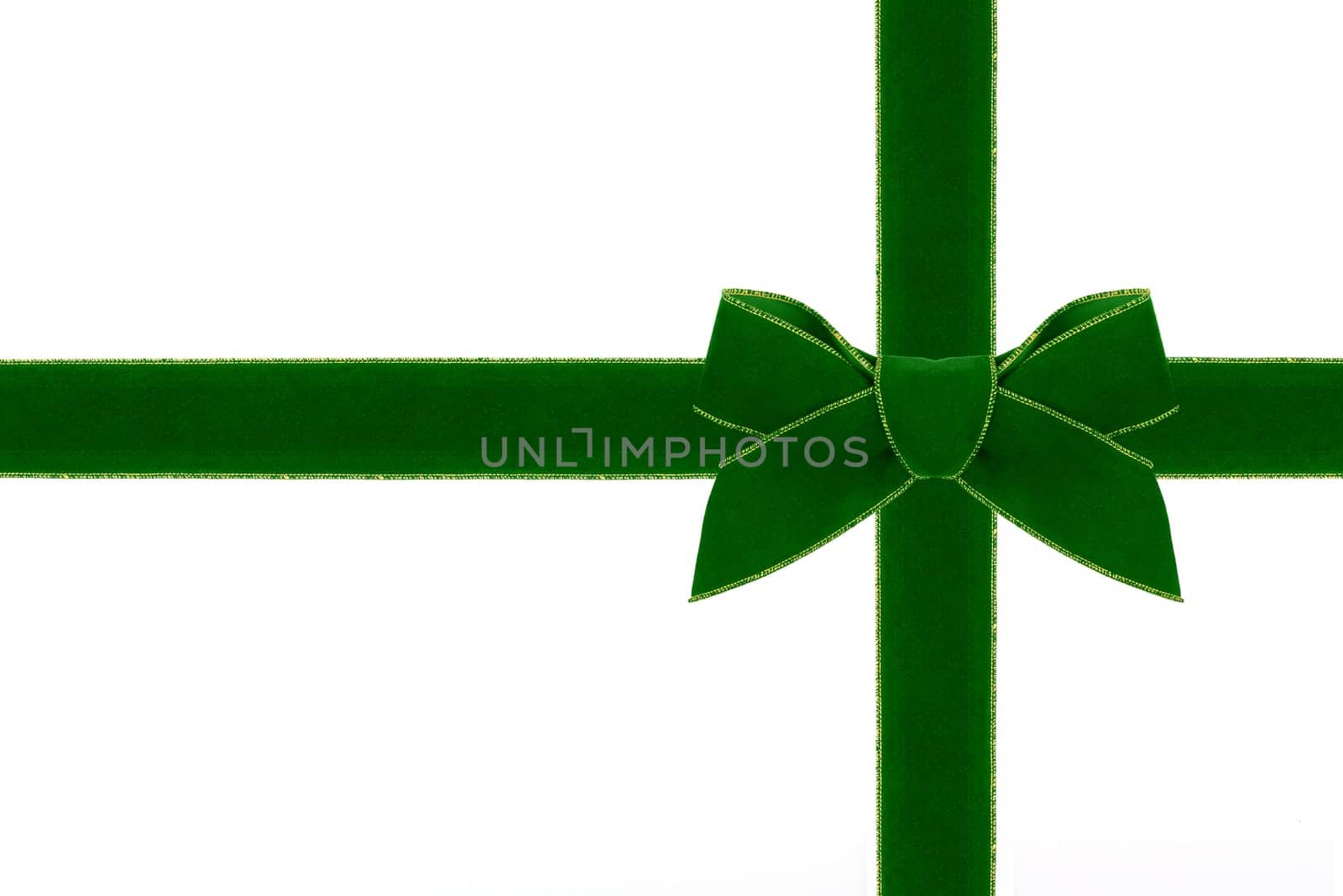 A bow made of green velvet with matching ribbon.