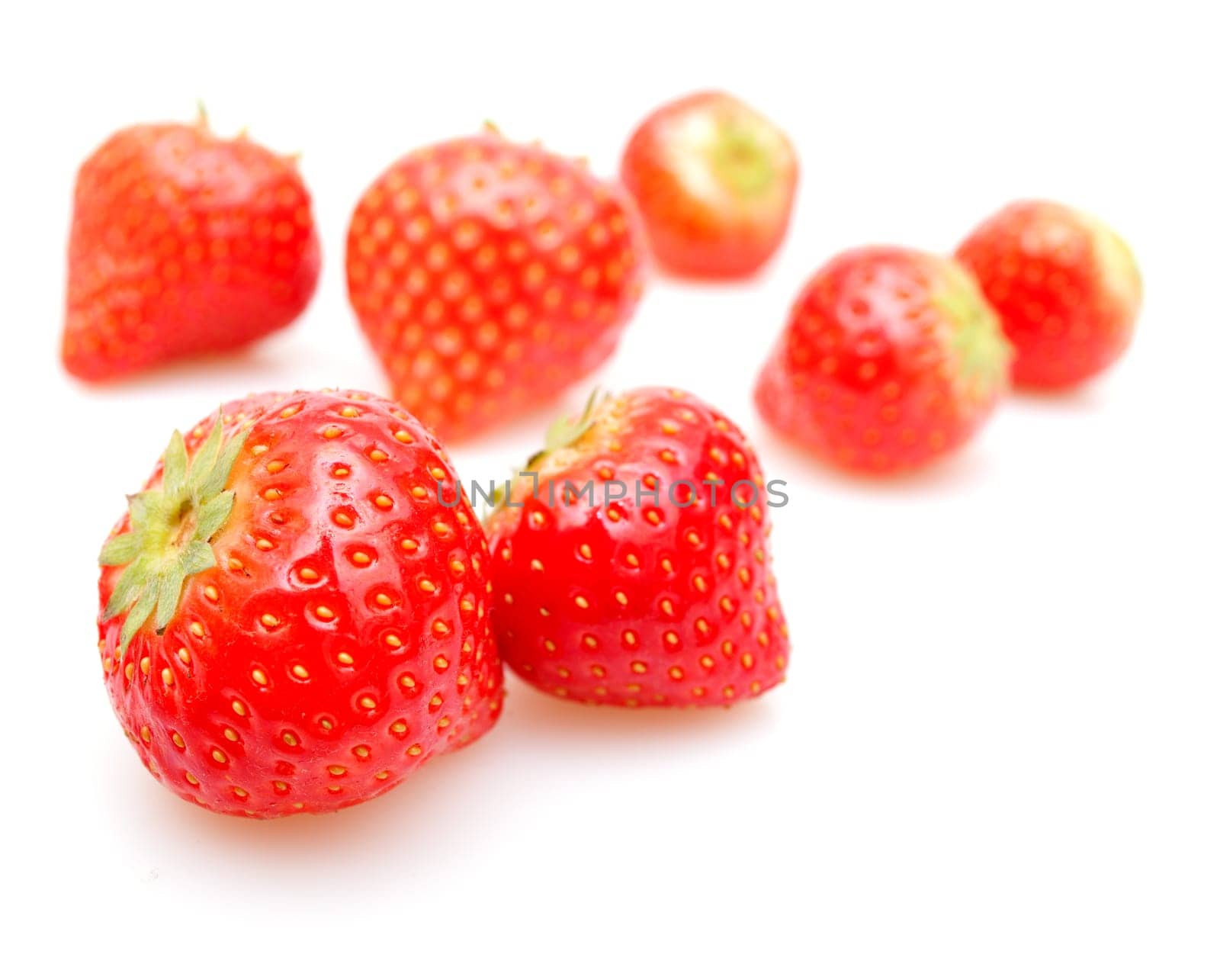 Fresh Red Strawberries on White Background
