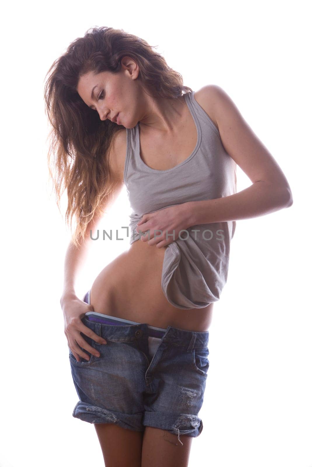 sexy fit attractive woman posing in underwear