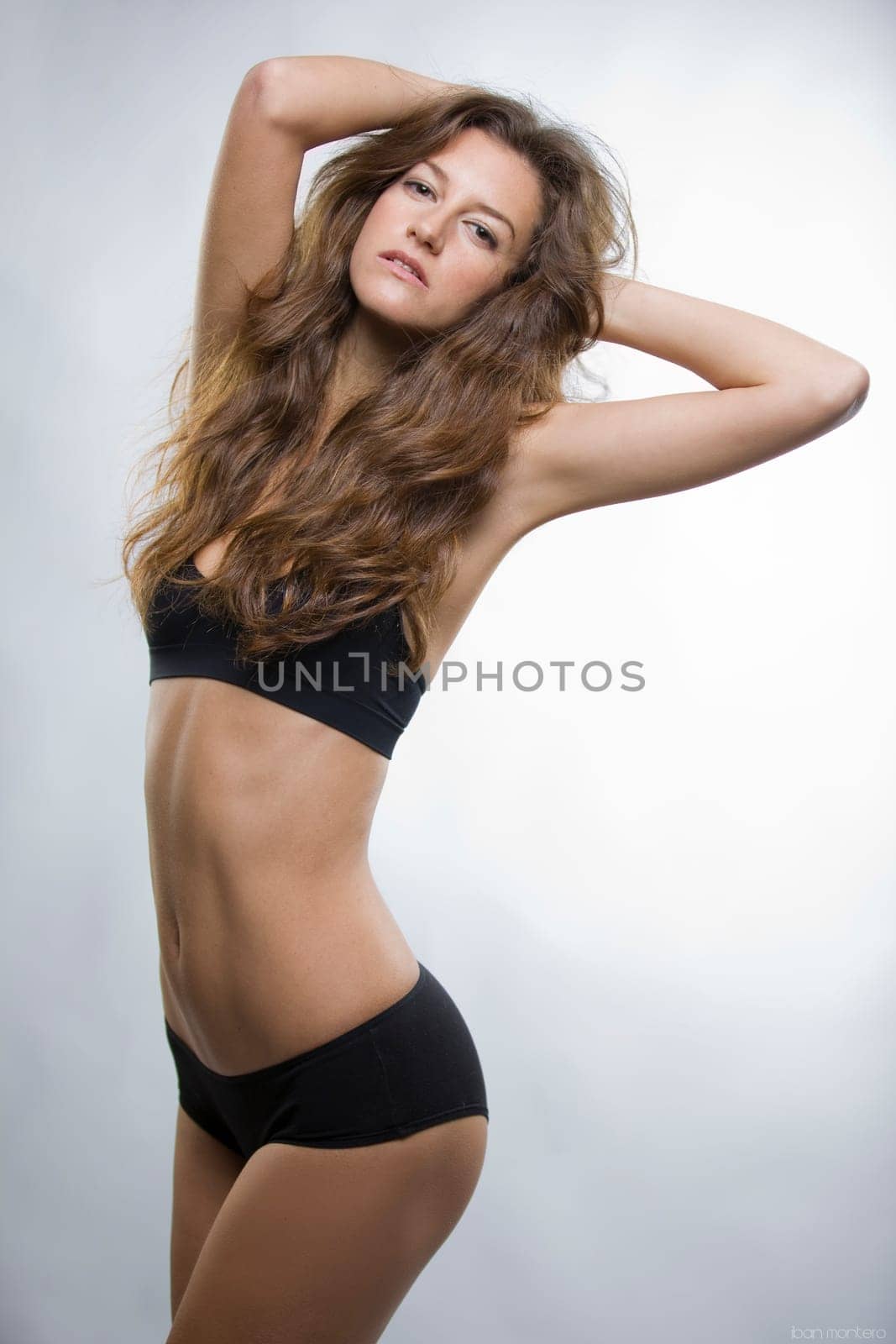 sexy fit attractive woman posing in underwear