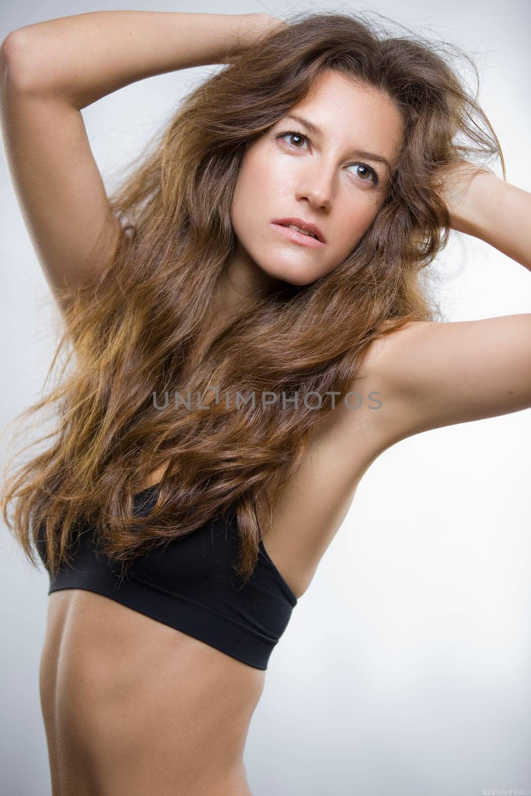 sexy fit attractive woman posing in underwear