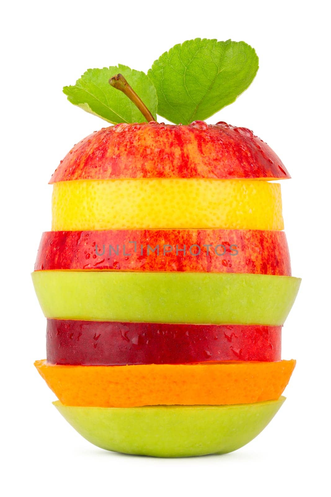 Tower made of various fruit slices.