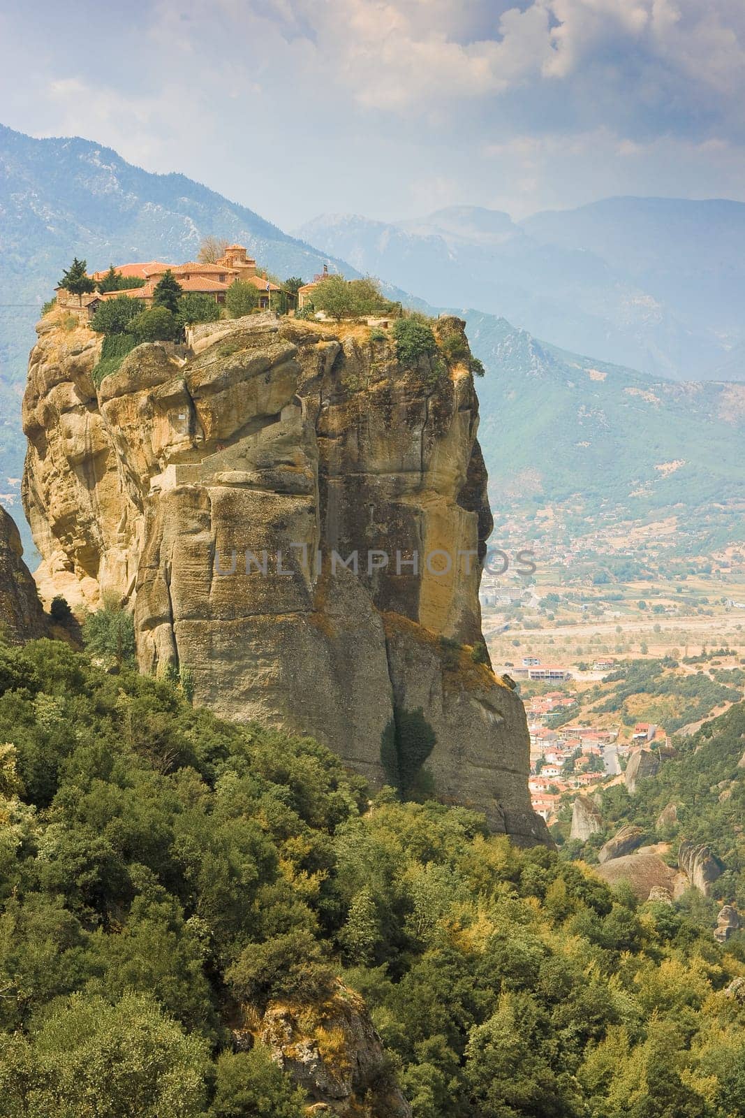 view of the amazing meteora monasteries in Greec
