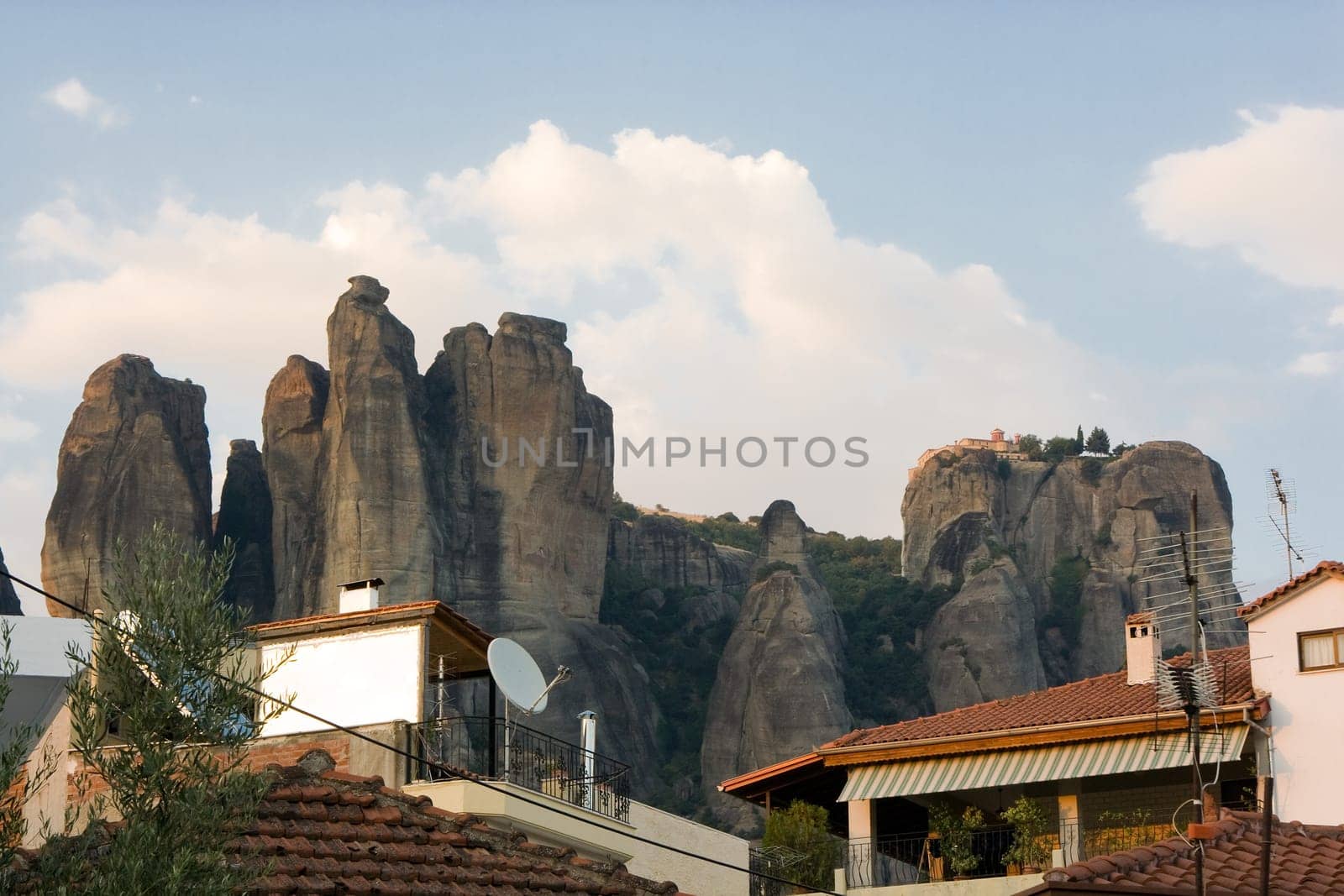 view of the amazing meteora monasteries in Greec