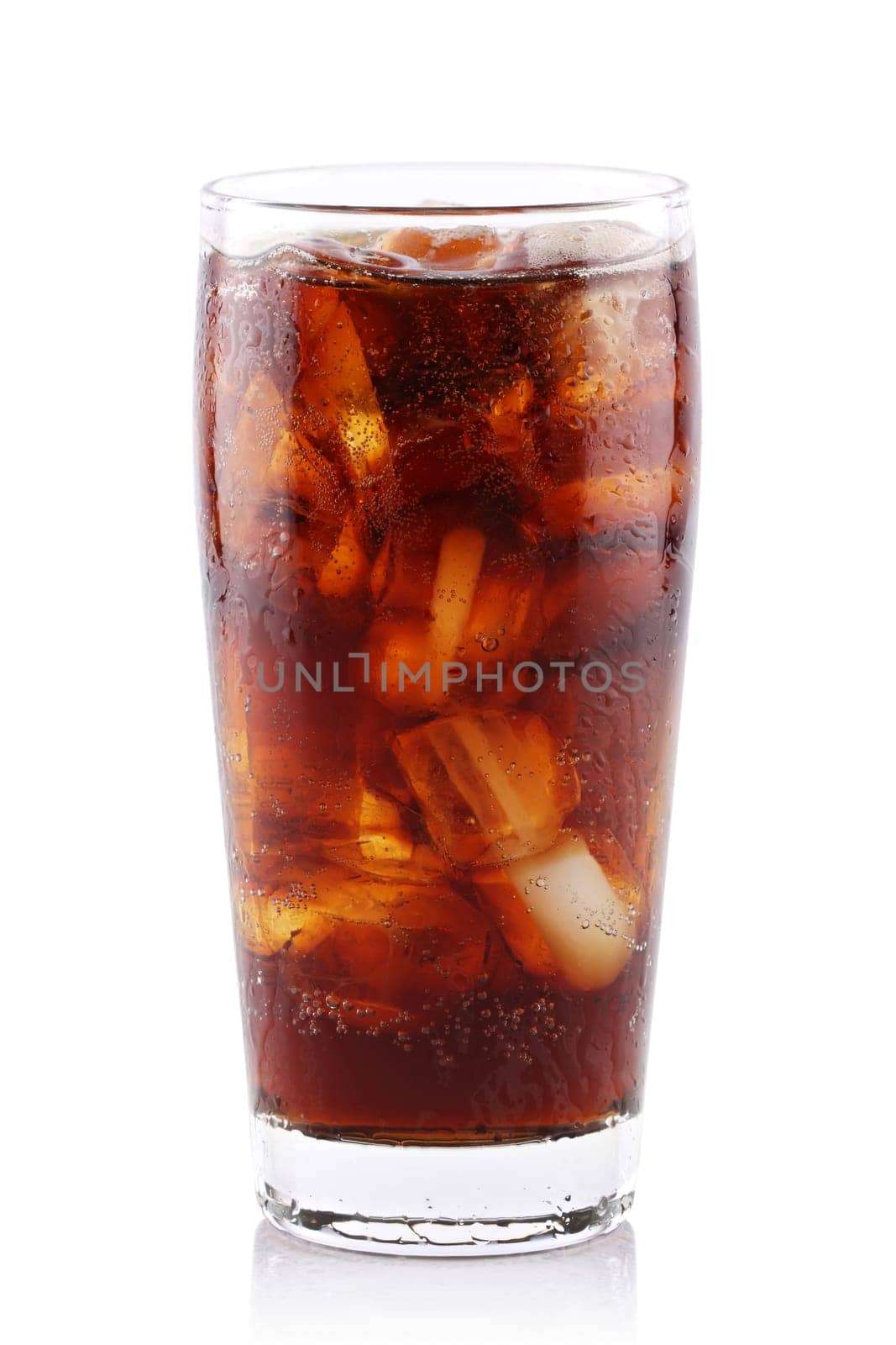 Ice-cold cola with ice.
