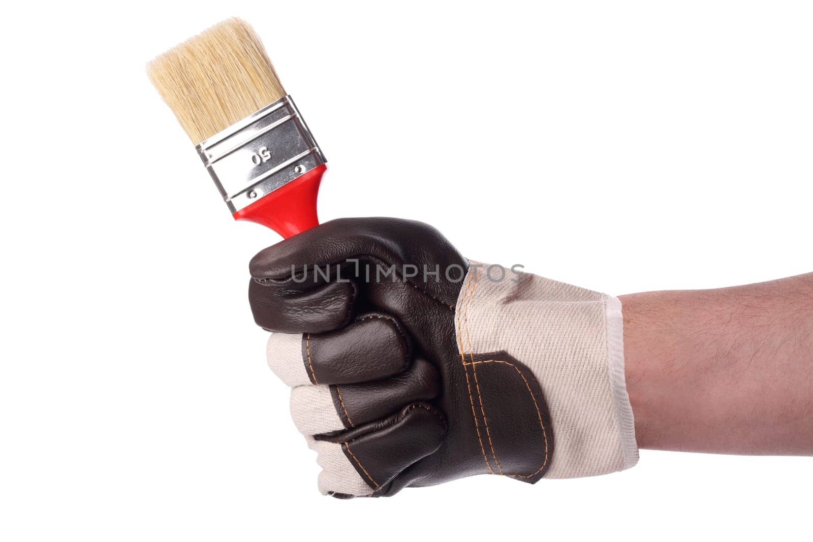 Hand with working hand shoe and brush.