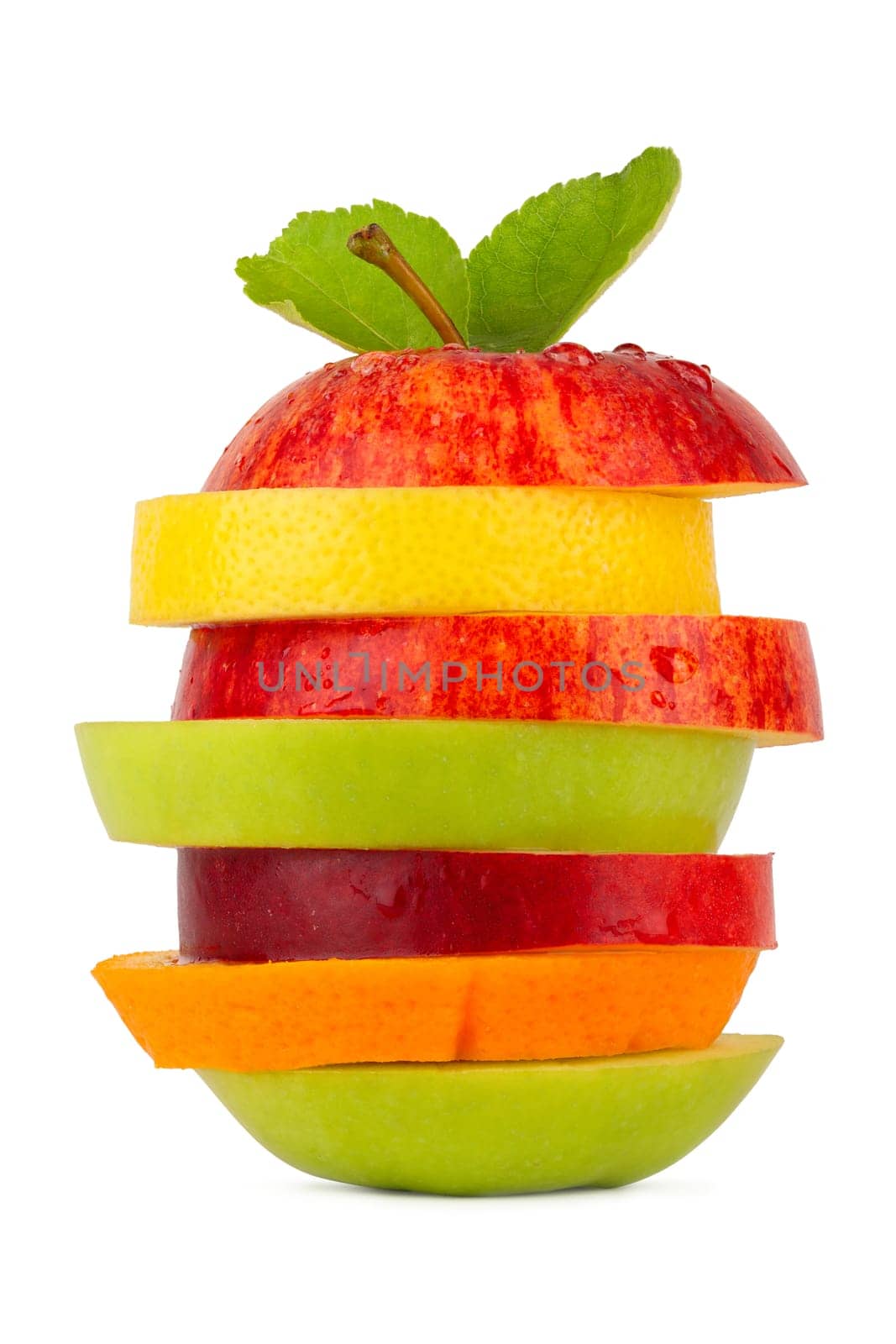 Tower made of various fruit slices.