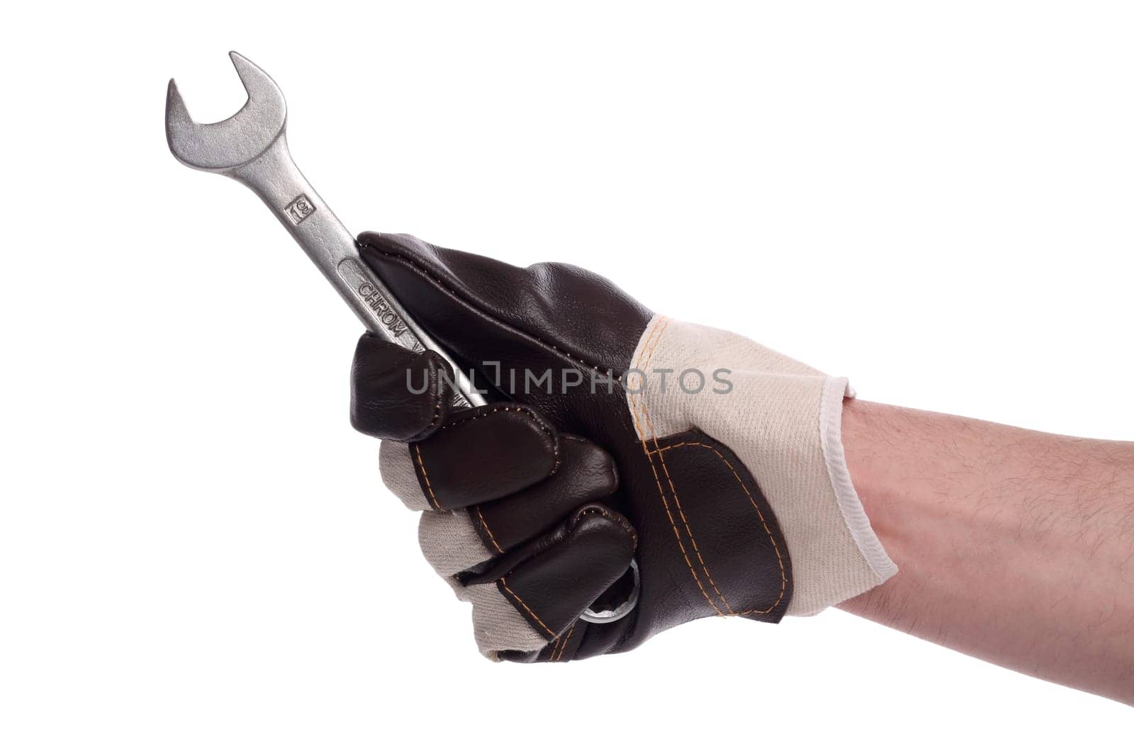Hand with working hand shoe and wrench