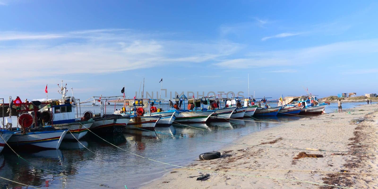 Fishing boat at a natural harbour in Djerba