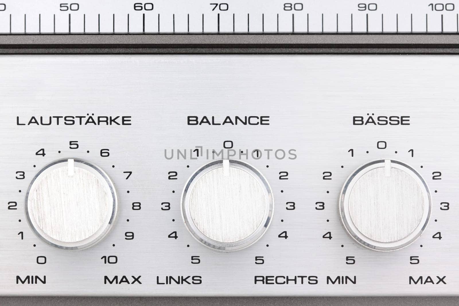 Aluminum radio control knobs of an old radio