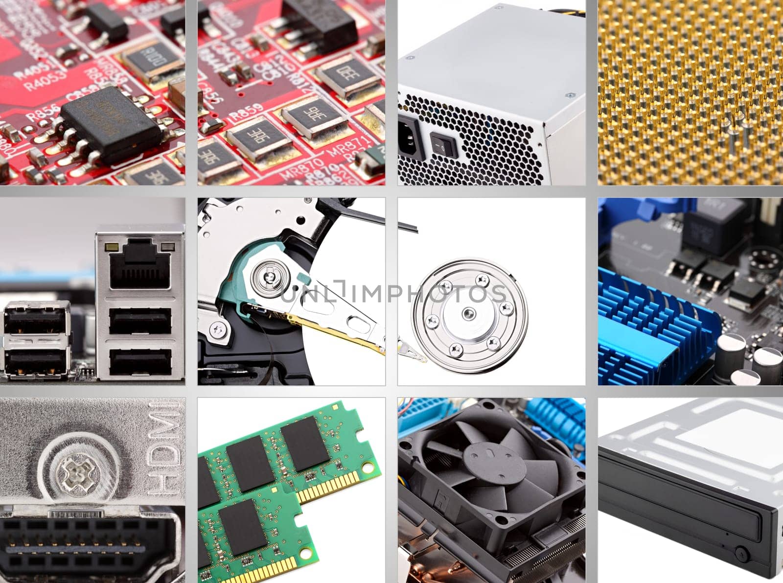 Computer Components in a Collage