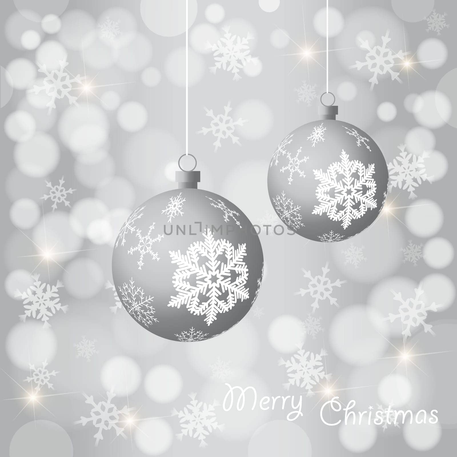 Christmas background with two baubles
