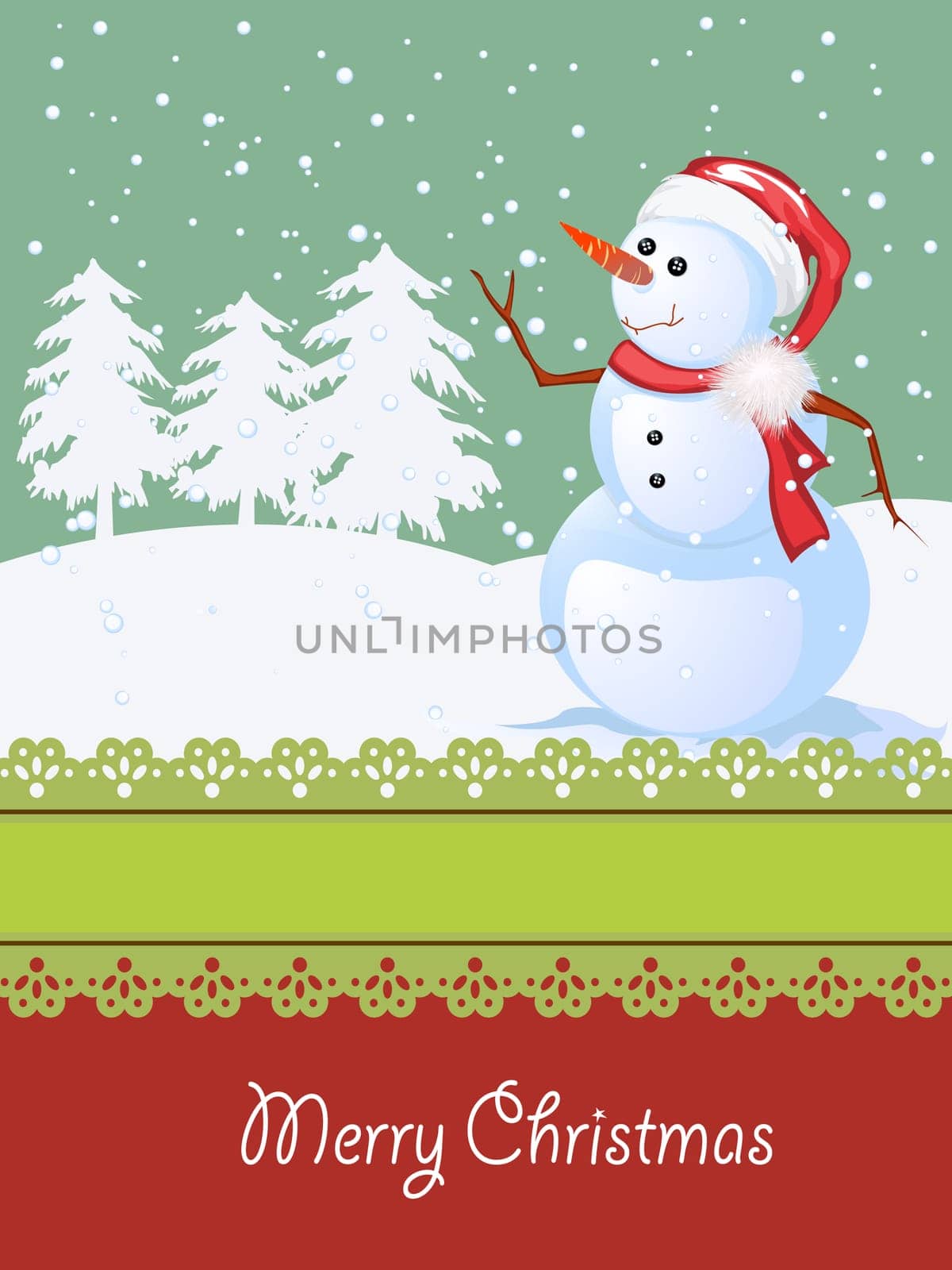 Winter celebration card with room for text, Christmas and New year illustration