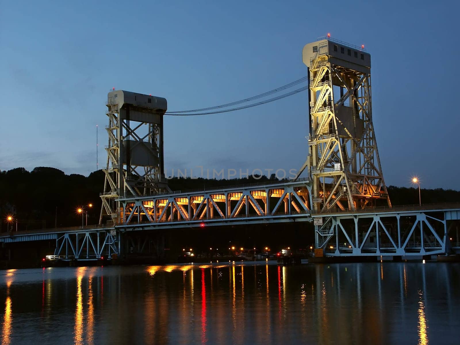 The Portage Lake Lift Bridge between Houghton and Hancock in Michigan&#039 s upper peninsula.