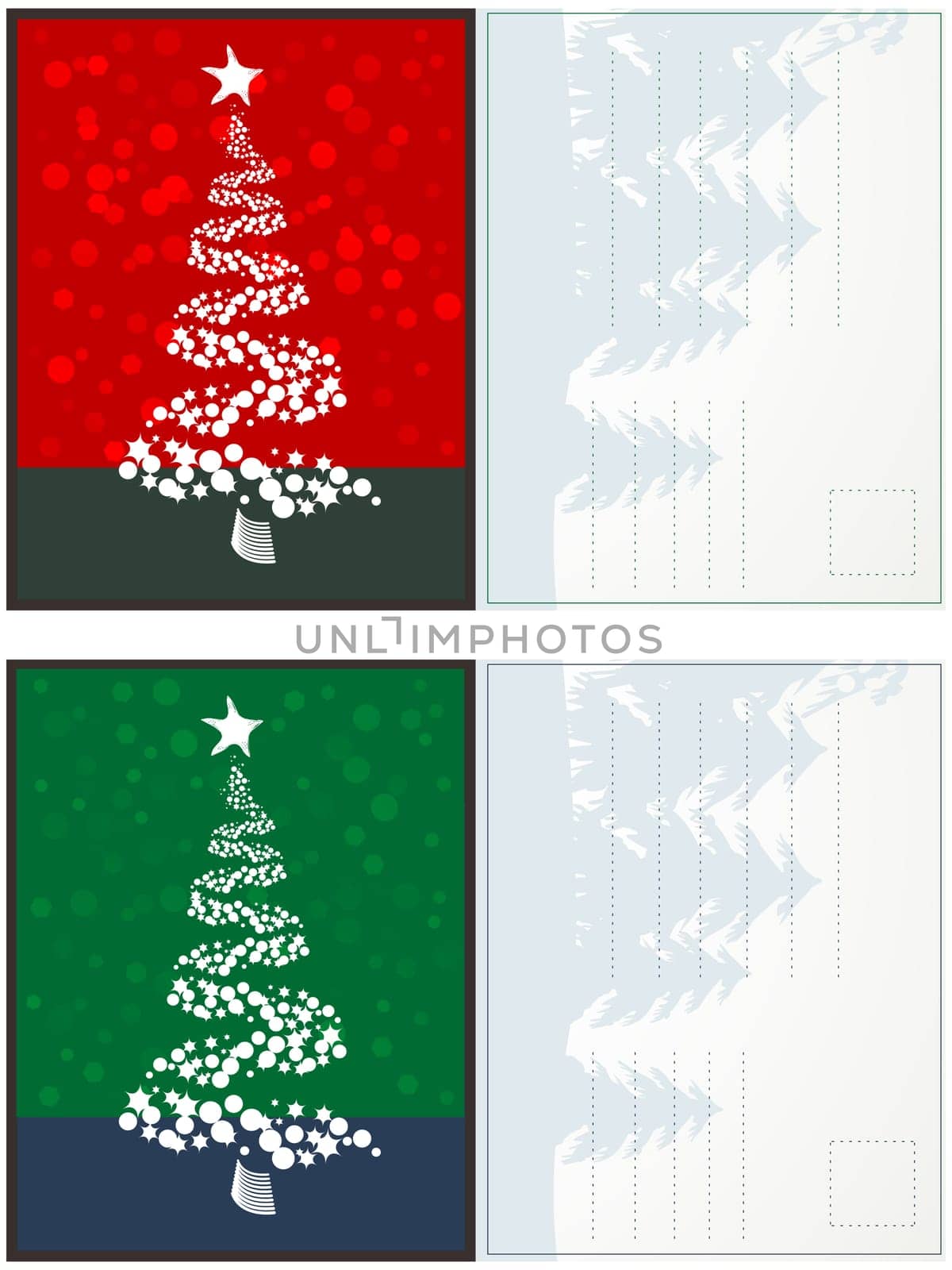 Christmas postcards set in colors with room for text