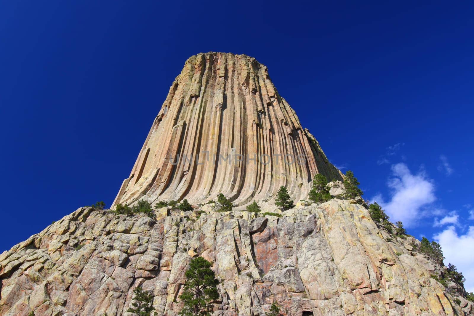 Huge boulders surround Devils Tower National Monument of northeastern Wyoming.